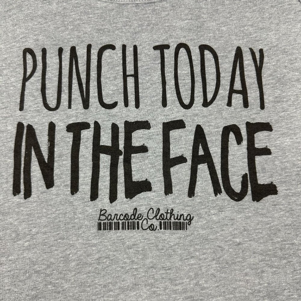 Punch Today In The Face Graphic Racerback Tank Top Large Gray